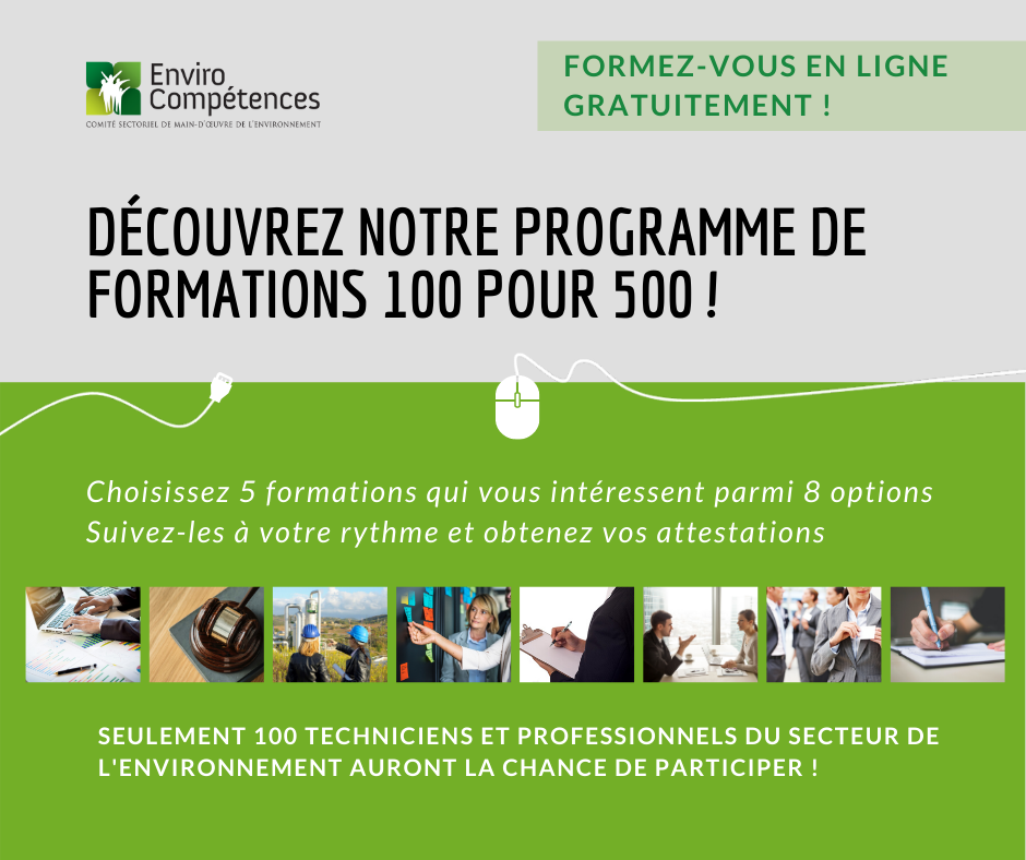 EnviroCompétences lance son programme de formations 100 pour 500 !